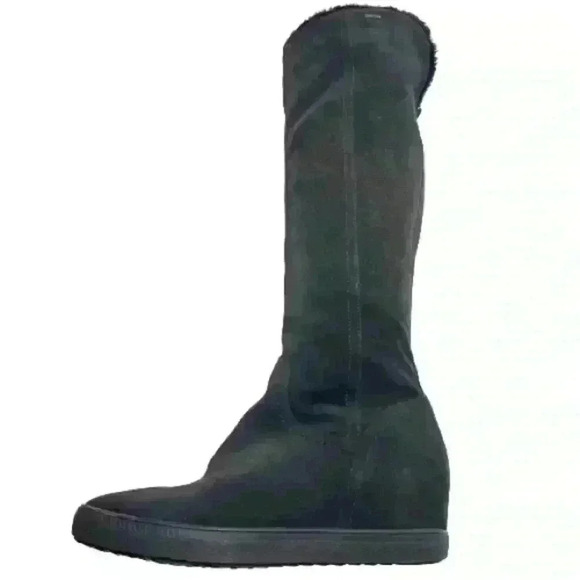 GEOX BLACK  SUEDE OVER THE KNEE LONG WEDGE BOOTS SIZE 9 - Picture 5 of 16